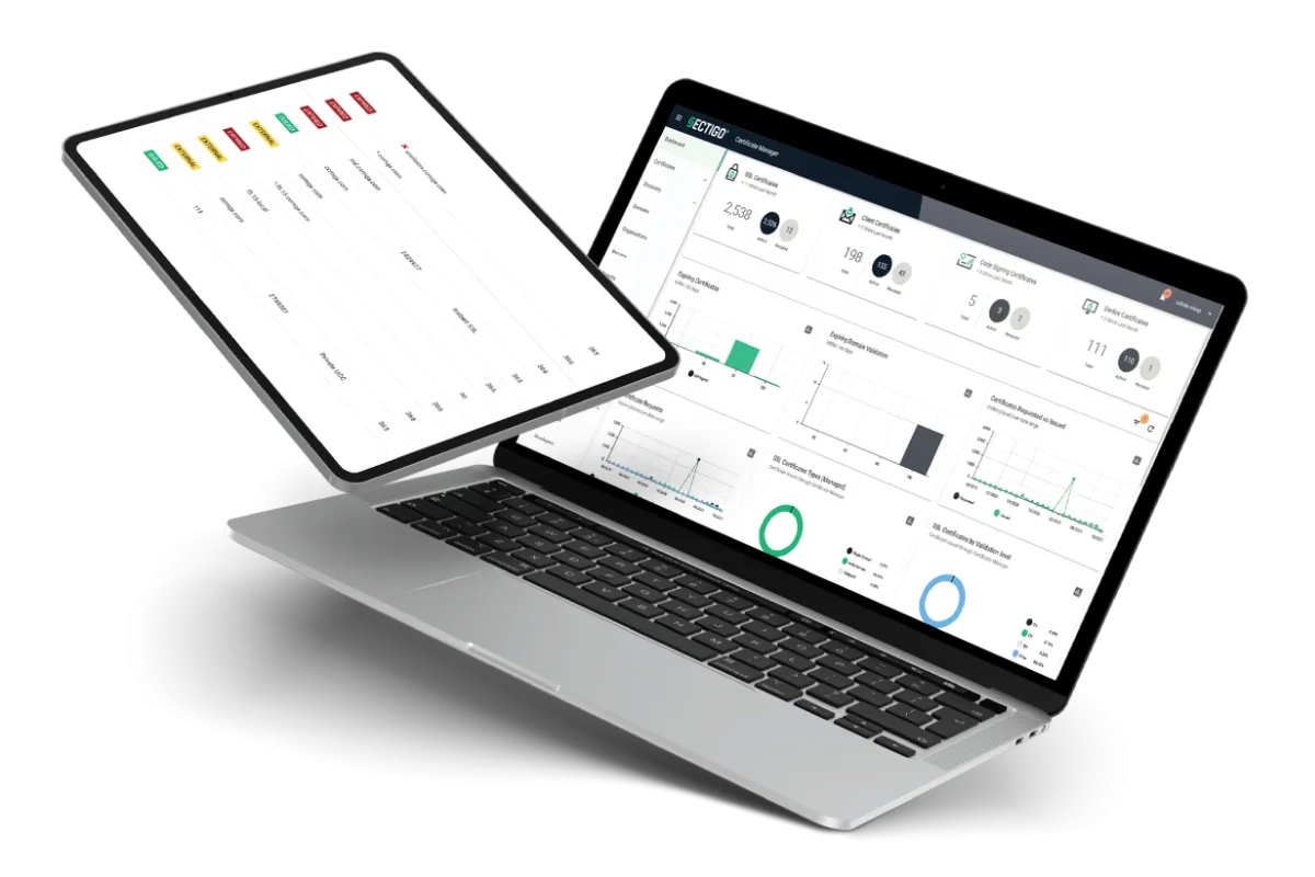 Sectigo certificate manager screenshot laptop and tablet 2