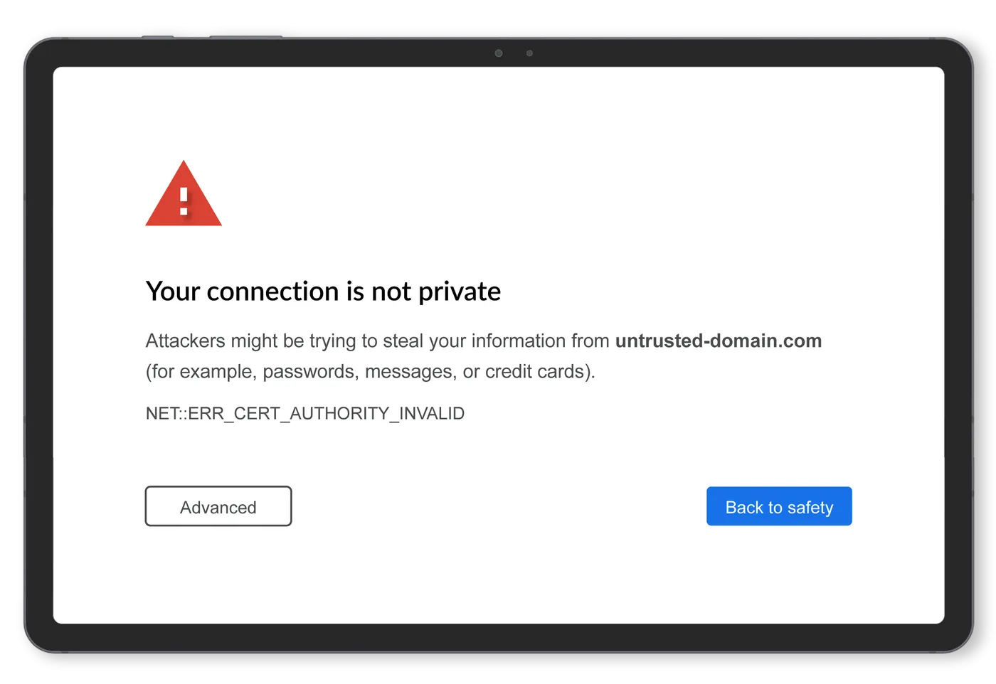 Tablet connection not private
